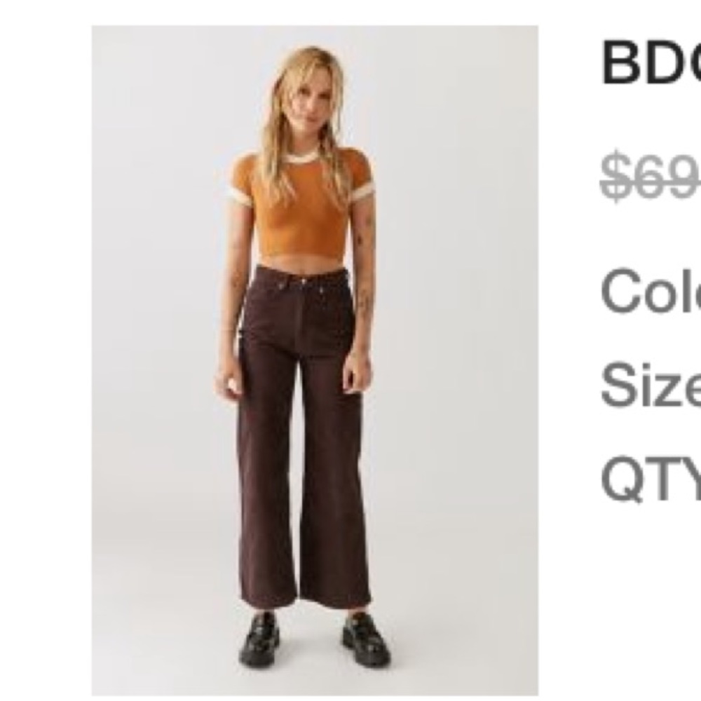 bdg Urban Outfitters Corduroy Brown High and Wide Pants